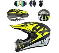 4 Piece Set Motorcycle Helmet with Goggles Gloves Face Shield, DOT Approved, Kids Youth Adult Dirt Bike Helmets, Four Seasons Universal Motocross Racing Bike Helmet,Color M-S