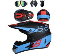 4 Piece Set Motorcycle Helmet with Goggles Gloves Face Shield, DOT Approved, Kids Youth Adult Dirt Bike Helmets, Four Seasons Universal Motocross Racing Bike Helmet,Color H-XXL
