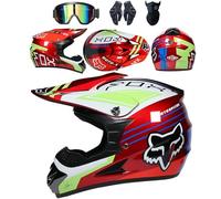 4 Piece Set Motorcycle Helmet with Goggles Gloves Face Shield, DOT Approved, Kids Youth Adult Dirt Bike Helmets, Four Seasons Universal Motocross Racing Bike Helmet,Color C-L