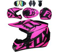 4 Piece Set Motorcycle Helmet with Goggles Gloves Face Shield, DOT Approved, Kids Youth Adult Dirt Bike Helmets, Four Seasons Universal Motocross Racing Bike Helmet,Color P-L