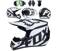 4 Piece Set Motorcycle Helmet with Goggles Gloves Face Shield, DOT Approved, Kids Youth Adult Dirt Bike Helmets, Four Seasons Universal Motocross Racing Bike Helmet,Color O-S