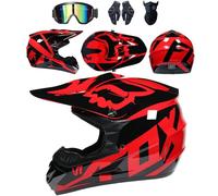 4 Piece Set Motorcycle Helmet with Goggles Gloves Face Shield, DOT Approved, Kids Youth Adult Dirt Bike Helmets, Four Seasons Universal Motocross Racing Bike Helmet,Color S-M