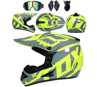 4 Piece Set Motorcycle Helmet with Goggles Gloves Face Shield, DOT Approved, Kids Youth Adult Dirt Bike Helmets, Four Seasons Universal Motocross Racing Bike Helmet,Color V-S