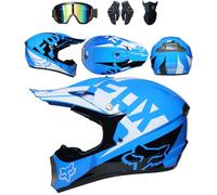 4 Piece Set Motorcycle Helmet with Goggles Gloves Face Shield, DOT Approved, Kids Youth Adult Dirt Bike Helmets, Four Seasons Universal Motocross Racing Bike Helmet,Color K-XXL