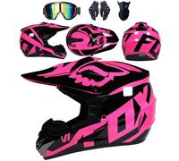 4 Piece Set Motorcycle Helmet with Goggles Gloves Face Shield, DOT Approved, Kids Youth Adult Dirt Bike Helmets, Four Seasons Universal Motocross Racing Bike Helmet,Color T-M
