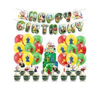 (4-piece set) Pikmin Main Party Decoration Birthday Flags Banners Cake Inserts Balloons Spiral Hangers Party