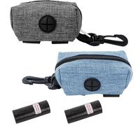 4 Piece Set Poo Bag Dispenser - Portable Dog Poop Bag Holder With Zipper, Suitable For Leads & Outdoor Activities - Blue, Gray