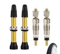 4 Piece Set Quality Brass Tubeless Presta Valve Stem Heavy Duty Presta Valve Core Set Universal Presta Valve Stem Easy to Operation for Road Bike Mountain Bicycles