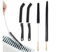 4-Piece Set Radiator Cleaner Brush, 75CM Long Radiator Brush with Wooden Handle,Radiator Brushes for Cleaning with Suspension Holes, Flexible, Efficient and Easy Cleaning of Home and Office