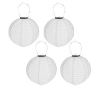 4-Piece Set Solar Lantern Ø 20Cm Ball LED Lampshade Garden Lantern White Decor