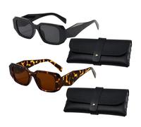 4-Piece Set Sunglasses Women's, Fashion Eyewear Collection, with Leopard Print and Grey Lenses, Lightweight Design for Daily Use and Outdoor Activities, Classic Black Frames with 1.5mm Thin Temples