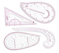 4-Piece Sewing Ruler Set - French Curve, Pattern Making, Tailoring Rulers for Dressmaking & Crafting, Clear Durable Plastic Templates