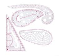 4 Piece Sewing Ruler Set, Metric Measuring Tools for Sewing, Professional Pattern Making Rulers Kit with Curve, Triangle, Armhole and -Round Design for Tailors, Students, Designers