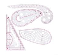 4-Piece Sewing Ruler Set Metric Pattern Making Tools