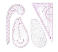 4-Piece Sewing Ruler Set, Transparent Acrylic Metric Rulers with 4 Unique Shapes & Measurements, Ideal for Pattern Making, Dressmaking & DIY Sewing Projects