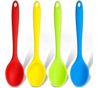 4 Piece Silicone Mixing Spoon Heat Resistant Basting Spoon Kitchen Cooking Spoons Utensil Spoon Non-Stick Serving Spoon for Mixing, Baking, Serving and Stirring