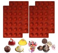 4-Piece Silicone Mould Set - 24-Cavity Hot Chocolate Bomb Mould, 3cm Round Hemispheres, 30x17cm Silicone Molds for Chocolate, Jelly, Mousse
