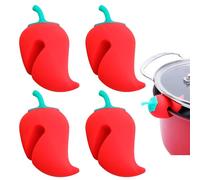 4 Piece Silicone Pot Lid Lifter - Pepper Shaped Proof Steam Release Stopper - Silicone Pan Lid Lifters - Kitchen Tool Decoration | For Soup Pot Heat Dissipation
