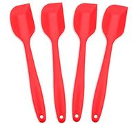 4-Piece Silicone Spatulas Set Heat Resistant 600°F Seamless Steel-Core Rubber Spatulas for Nonstick Cookware ALLWIN HOUSEWARE Uniform Length Kitchen Spatulas for Cooking & Baking, Red