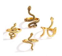 4 Piece Snake Ring Set for Women - Various Snake Jewellery, Stackable Gold Rings, Vintage Snake Ring for Women, Girls, Friends, Lovers and Yourself, Stainless Steel