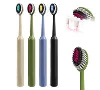 4-Piece Soft Bristle Olive-Shaped Toothbrush Gift Set, Soft Bristle ToothbrusPack, Ultra-Soft Manual Toothb-Rush, Helps Reach Deeper Along The Gumline and Between Teeth (1 Set)
