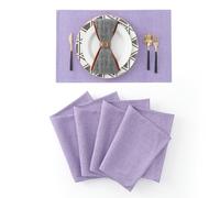 4 Piece Soft Caddice Faux Linen Decorative Place Mats Heat Resistant Dining Table Place Mats Kitchen Table Mats 12x18 Lilac