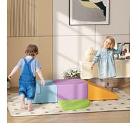 HOMCOM Soft Play 4-piece Climb and Crawl Foam Toddler Stairs and Ramp Colorful Children's Educational Software Activity Toys for Baby Preschooler Orange