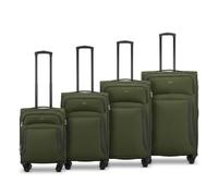 4 Piece Softshell Luggage Set, Lightweight Expandable Suitcase Set, Durable Travel Bag with TSA Lock & 360° Silent Wheels, Carry On & Checked Bags for Men and Women (Olive Green)
