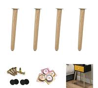 4-Piece Solid Oak Furniture Legs, 13.8" Round DIY Table Legs for Coffee/Dining Table, Sofa, TV Stand, Chair, Replacement Feet for Cabinets & Dressers