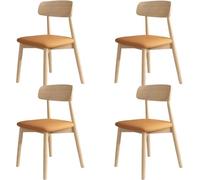 4-Piece Solid Wood Dining Chair Set, Versatile & Simple Upholstered Chairs in Dark Khaki & Light Walnut, Perfect for Dining Room & Living Room, 2PCS Included