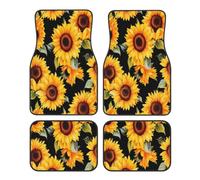 4 Piece Spring Sunflowers Flowers Car Floor Mats Full Sets Universal Vehicle Front Rear