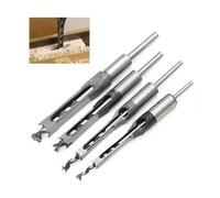 4-Piece Square Mortice Drill Bit Set 6-12 mm HSS - Woodworking Joinery Hole Cutter Tools for Mortise & Tenon, Fits Drill Press & Mortising Machines (4 pcs)
