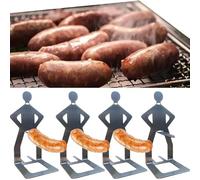 4-Piece Stainless Steel Barbecue Sausage Stand Set, Creative Vertical Sausage Grill, Gas Barbecue Accessories, Outdoor Camping Cooking Accessories, Hot Dog Barbecue Tools, Portable Grill, Sausage