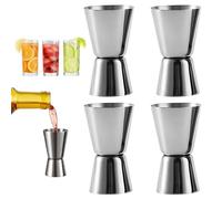 4-Piece Stainless Steel Shot Measures Set with 15ml and 30ml Markings, Spirit Measure, Alcohol Measure for Spirits, Cocktail Jigger for Bartending, Home Barware Accessories