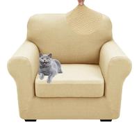 4 Piece Stretch Sofa Cover Set for 3 Seater Soft Spandex Couch Covers with Individual Cushion Protection Durable Living Room Furniture Slipcover (Beige)