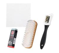 4-Piece Suede & Nubuck Cleaning Brush Set - Multifunctional Shoe Brush with Brass Bristles, Eraser & Clean Cloth