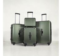 4 Piece Suitcase Set: Vanity, Carry-On, Medium + Large Check-In Luggage - Built-in Cupholder (Oxyn Black) JLY Dark Green Large
