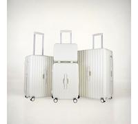 4 Piece Suitcase Set: Vanity, Carry-On, Medium + Large Check-In Luggage - Built-in Cupholder (Oxyn Black) JLY Off White Large