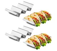 4 Piece Taco Holder Stand, Holder Stand in Wave Shape, Stainless Steel Taco Holder, ishwasher Safe and Oven Safe Made for Holding Tacos, Sandwiches, Hot Dogs and Pancakes