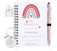4 Piece Teacher Thank You Gift Set Including Notebook, Retractable Pen, Key Pouch, Yarn Bag, Teacher Gift, Graduation Gift, Leaving Gift, Birthday Gift, Retirement Gifts