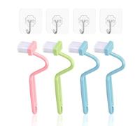 4-Piece Toilet Cleaning Set - Toilet Brushes with Edge Cleaner, Crevice Brush, Curved Brush (Multi-Color)