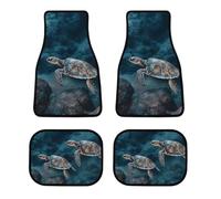 4-Piece Turtle Swimming in The Sea Car Floor Mats Heavy Duty Anti Slip Easy Clean Carpet for Most Cars All Weather Universal Floor Mats Fit for SUVs Sedans and Trucks