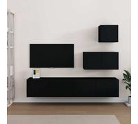 4 Piece TV Cabinet Set Black Engineered Wood