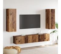 4 Piece TV Cabinet Set Wall-mounted Old Wood Engineered Wood Berkfield Home Brown One Size