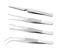 4-Piece Tweezers Set - Professional Stainless Steel Self Locking Hobby Tweezers for Craft/Jewellery/Stamps/Model Making/Electronics,Stone Picking Tool