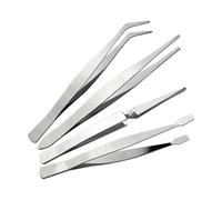 4-Piece Tweezers Set - Professional Stainless Steel Self Locking Hobby Tweezers for Craft/Jewellery/Stamps/Model Making/Electronics,Stone Picking Tool