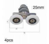 4-Piece Twin Bottom Shower Door Roller Set for Curved & Quadrant Shower Doors - Swivel Sliders with 19/23/25/27mm Nylon-Wheel Diameter, Stainless Steel(25mm)
