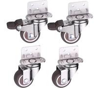 4 Piece Universal 2 Inch Swivel Fur Casters Rotating Platform Wheels for Bed Mobile Chair Heavy Duty Small Casters with 2 Brakes (1.5 Inch)