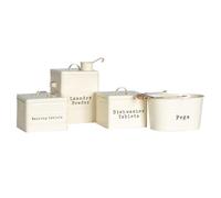 Harbour Housewares 4 Piece Vintage Metal Utility Canisters Set - Cream