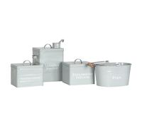 Harbour Housewares 4 Piece Vintage Metal Utility Canisters Set - Grey